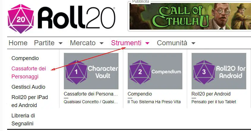 roll20 salvare il personaggio