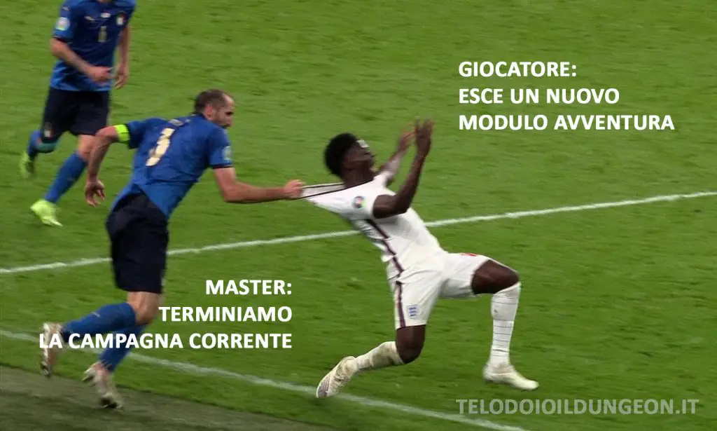 Meme Europei a tema Dungeon, Chiellini Saka