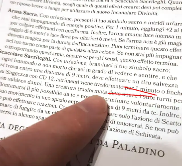 Scheda del Paladino: da Scacciato a Trasformato