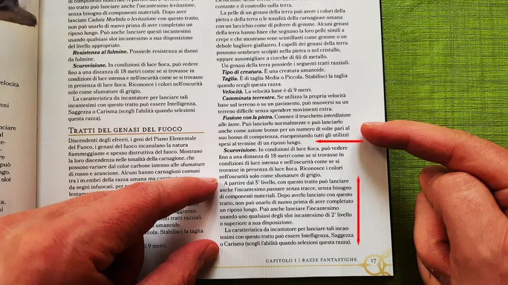 Il paragrafo con la doppia freccia sotto va spostato dove indicato dalla freccia. Di conseguenza Scurovisione va spostato alla fine di tutto.