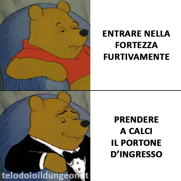 Meme con Winnie The Pooh: Entrare dalla porta principale