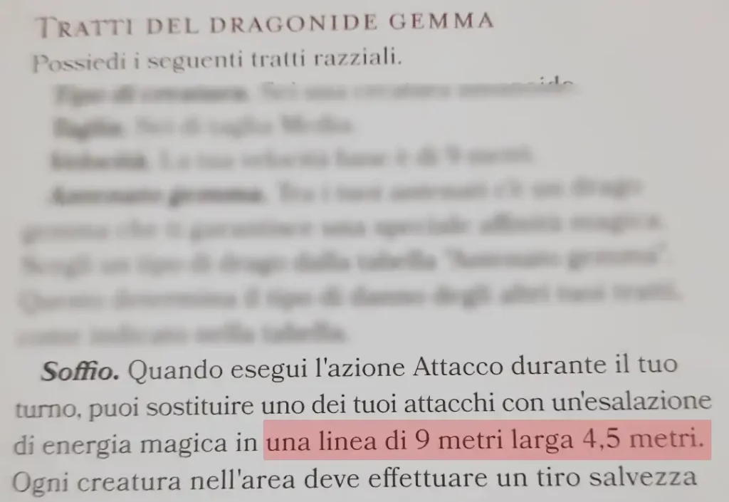 Foto del passaggio del manuale in cui il cono è diventato una "lineona"