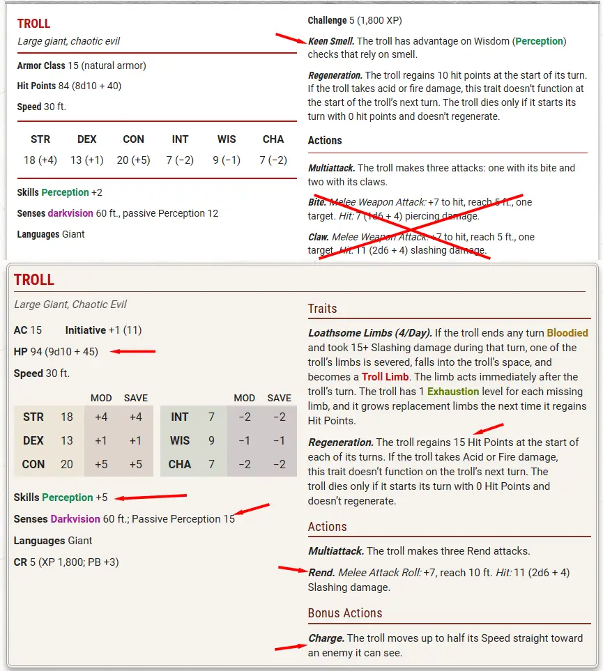 Confronto tra Elementale Terra 5e e 2024