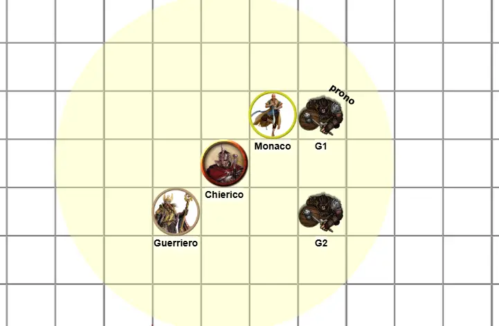 Figura 3: Il monaco si avvicina ad un orco e lo butta prono e poi lo attacca